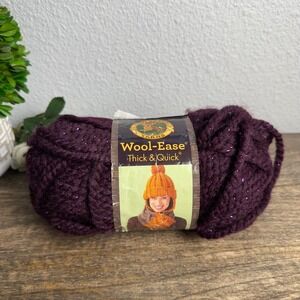 Lion Brand Wool-Ease Thick & Quick Galaxy Purple Sparkle Yarn 5oz 92yd 6 Bulky